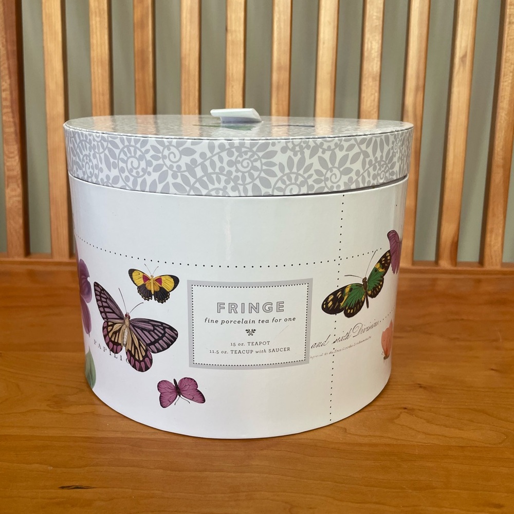 Fringe Studio Porcelain Lavender with Butterflies Tea Set for One